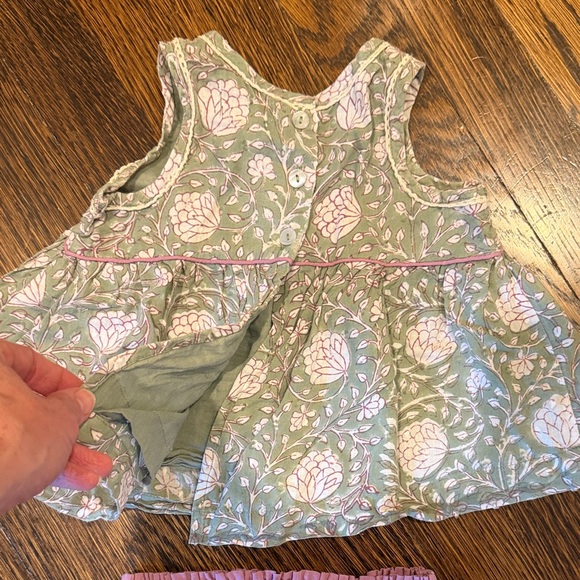 Green Floral Tank with Purple Bloomers/Diaper Cover - Picture 5 of 9